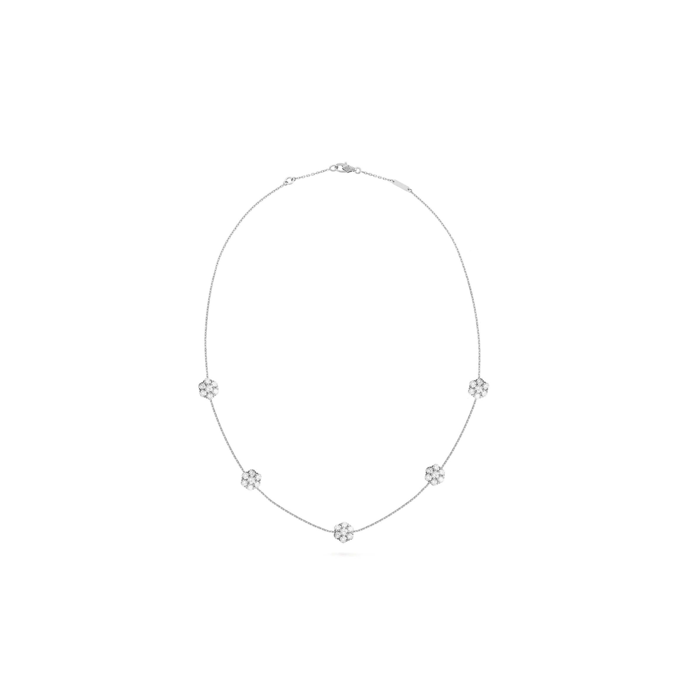 v*n cl*f arpels fleurette necklace, 5 flowers, large model - white gold, Di*m*nd  vcara47600